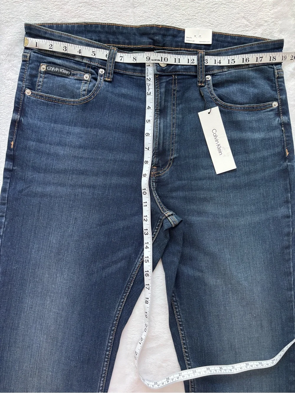 CALVIN KLEIN Men's Slim Fit Mid Rise High Stretch Dark Indigo Jeans--NWT--38x32